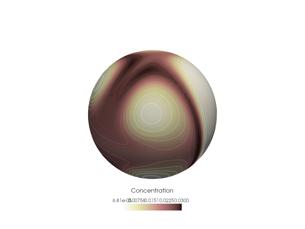 Concentration profile at the end of the simulation